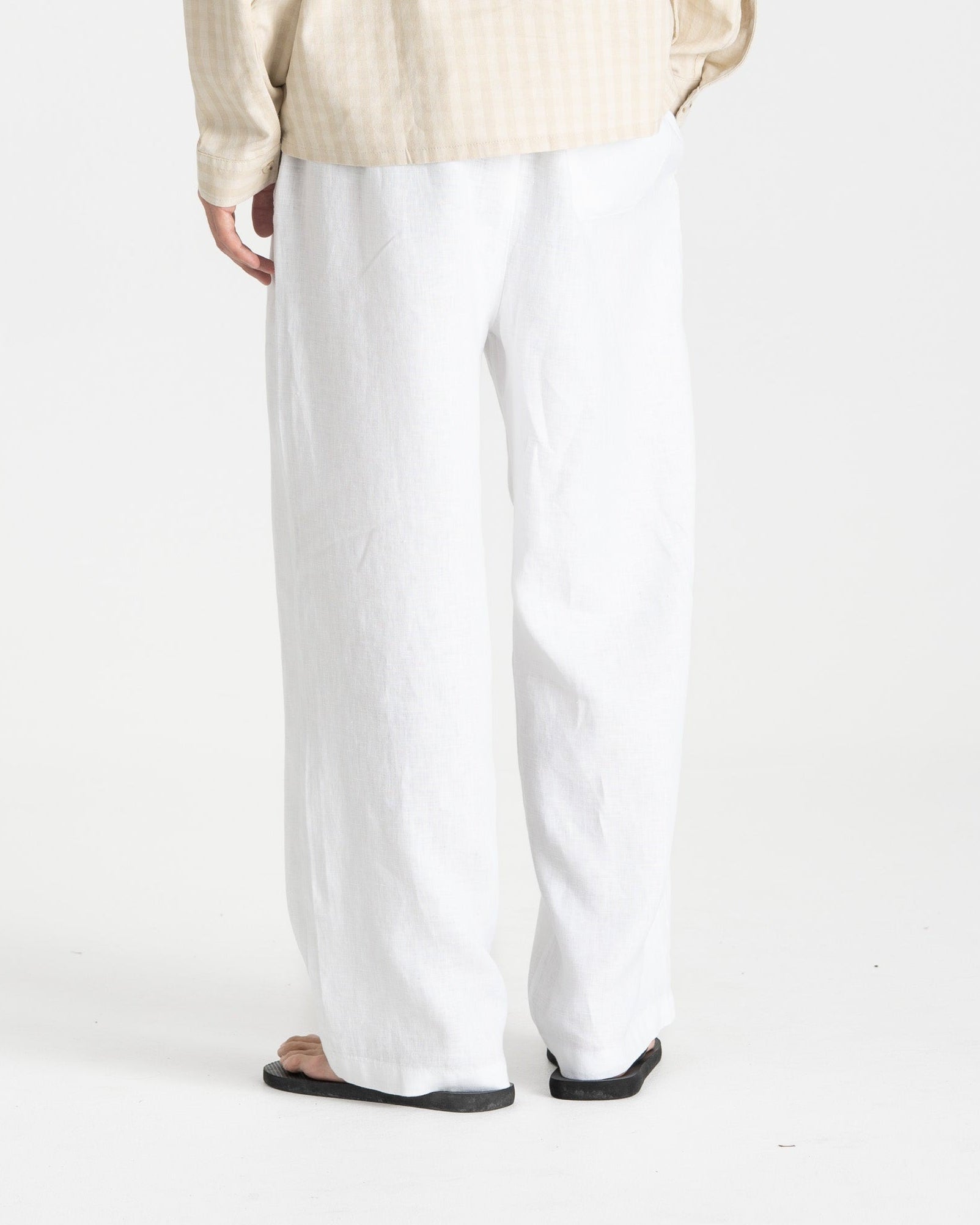 Baggy 100% flax pants white